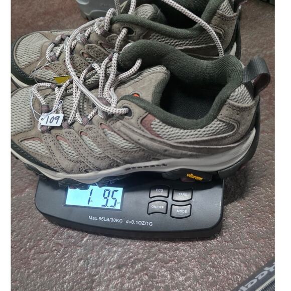 Merrell Women Moab 3 J035888 sz 7.5 W wide tan brown Hiking Shoe Sneaker Vibram - Picture 11 of 11